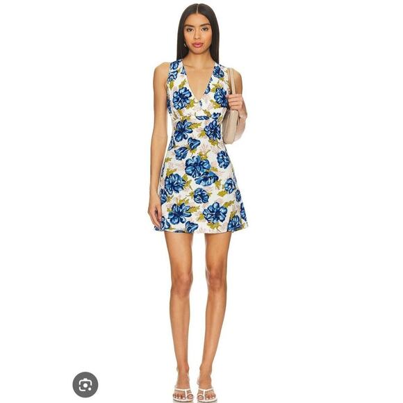 Faithful The Brand Penne Mini Dress in Isadora Floral Navy Size: 4 - Picture 1 of 6